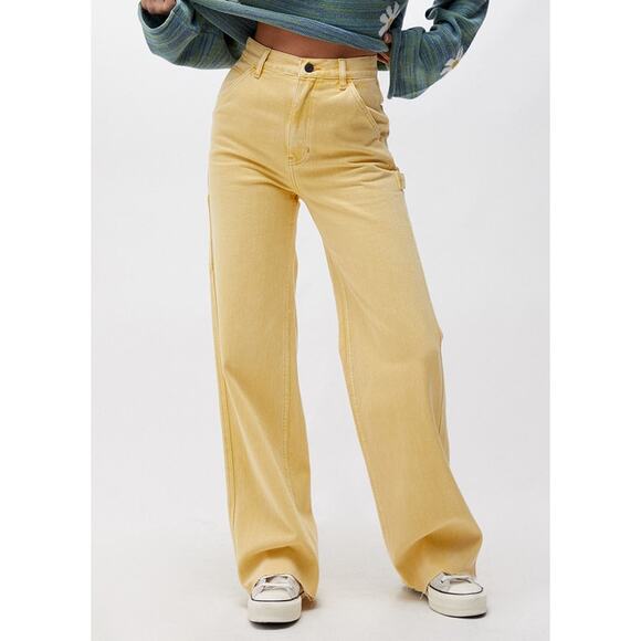 PACSUN Womens Ultra High Waisted Fitted Flare Denim Pants Raw Hem Honey Size 25 - Picture 2 of 12